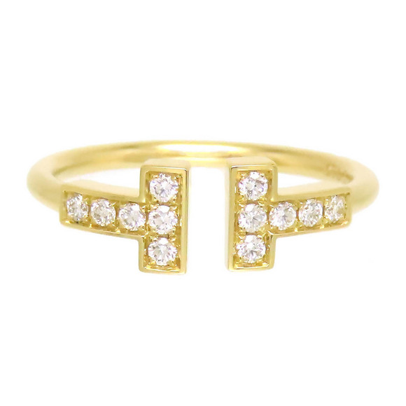 Authentic 18k Gold Diamond T Wire Ring - Picture 1 of 4